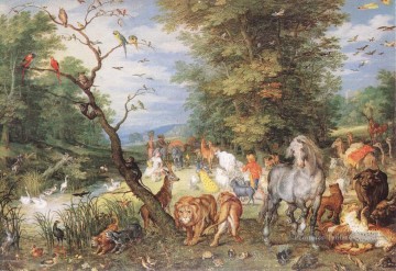 Les animaux entrant dans l’arche flamande Jan Brueghel l’Ancien Peinture décoratif